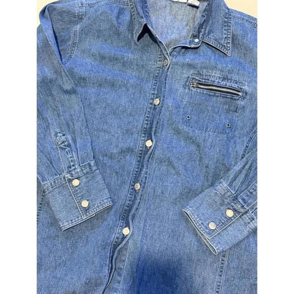 Carolina Blues Tops - Vtg 90s Carolina Blues Womens Denim Shirt 18W Blue Long Sleeve